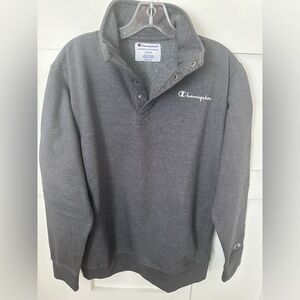 New, Men’s M, Dark Grey, Champion Quarter-snap, Fleece Lined Pullover